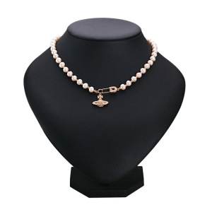 Collier De Perles Pour Femme, Collection Simple, Bijoux Haut De Gamme, Perles Élégantes De Forme Elliptique, Perles D'Eau Douce. h5 Image5