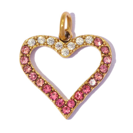 Pendentifs pour femmes en acier inoxydable, couleur or, ornés de strass, motif cœur et étoile (série Simple) 2