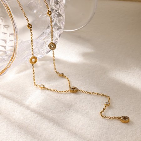 Colliers pendentifs pour femmes, collection romantique, en acier inoxydable, couleur or, forme ronde