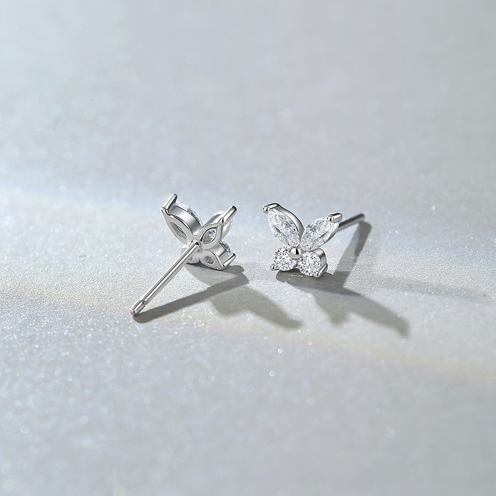 Boucles D'Oreilles Pour Femmes En Argent Sterling 925 Plaqué Platine, Forme Irrégulière, Collection Simple Series Daily, Avec Moissanite. Image3