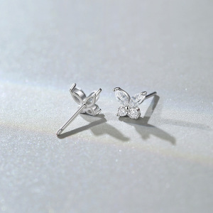 Boucles D'Oreilles Pour Femmes En Argent Sterling 925 Plaqué Platine, Forme Irrégulière, Collection Simple Series Daily, Avec Moissanite. h5 Image3