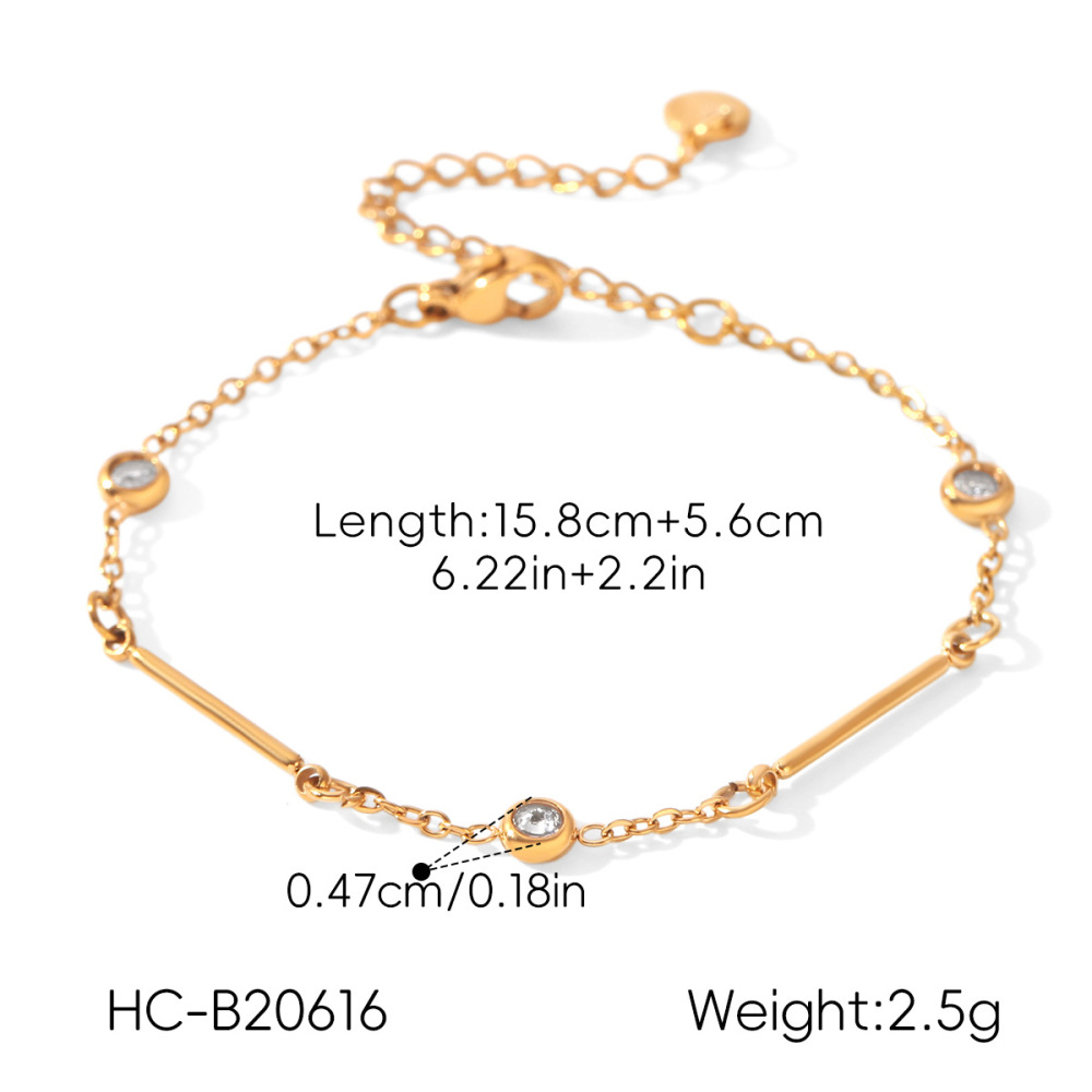 Bracelet Chaîne Pour Femme Simple Series Daily Chain En Acier Inoxydable Étanche Couleur Or Avec Zircon h5Image2
