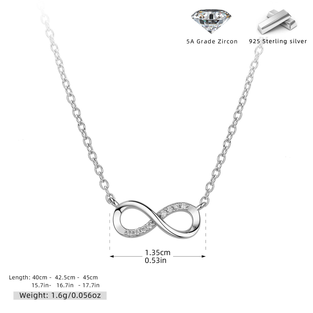 Colliers Pour Femmes En Argent Sterling 925 Plaqué Rhodium, Collection Simple Series Daily Infinity