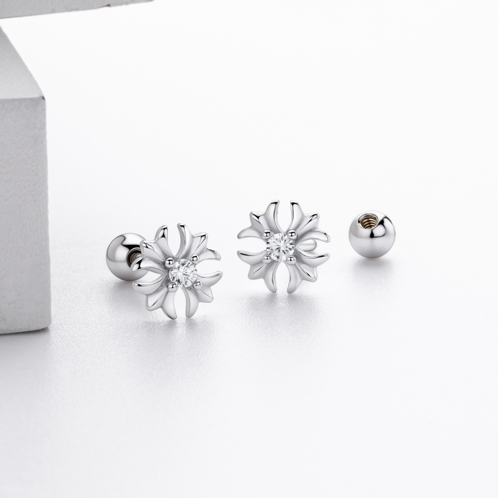 Boucles D'Oreilles Élégantes Pour Femmes, De Forme Géométrique Irrégulière, Plaquées Rhodium, En Argent Sterling 925. h5Image3