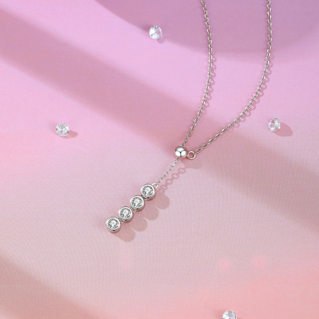Colliers pour femmes en moissanite, collection Simple Series Elegant Twist, argent sterling 925 plaqué rhodium couleur 2