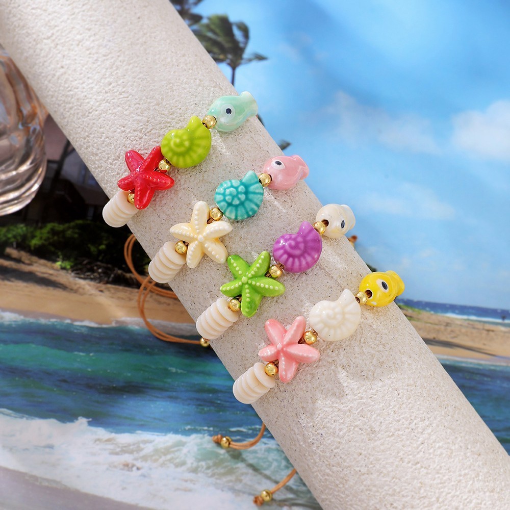 Bracelets Tressés Pour Femmes En Céramique Avec Motif De Poisson, Style Océanique Mignon h5Image3