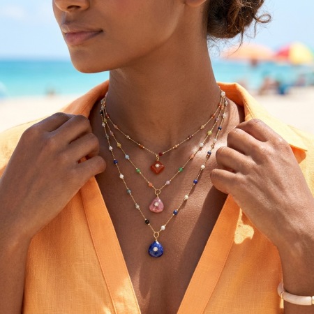 Colliers de perles pour femmes, collection romantique, style vacances, perles de forme irrégulière, pierres naturelles, couleur or 2