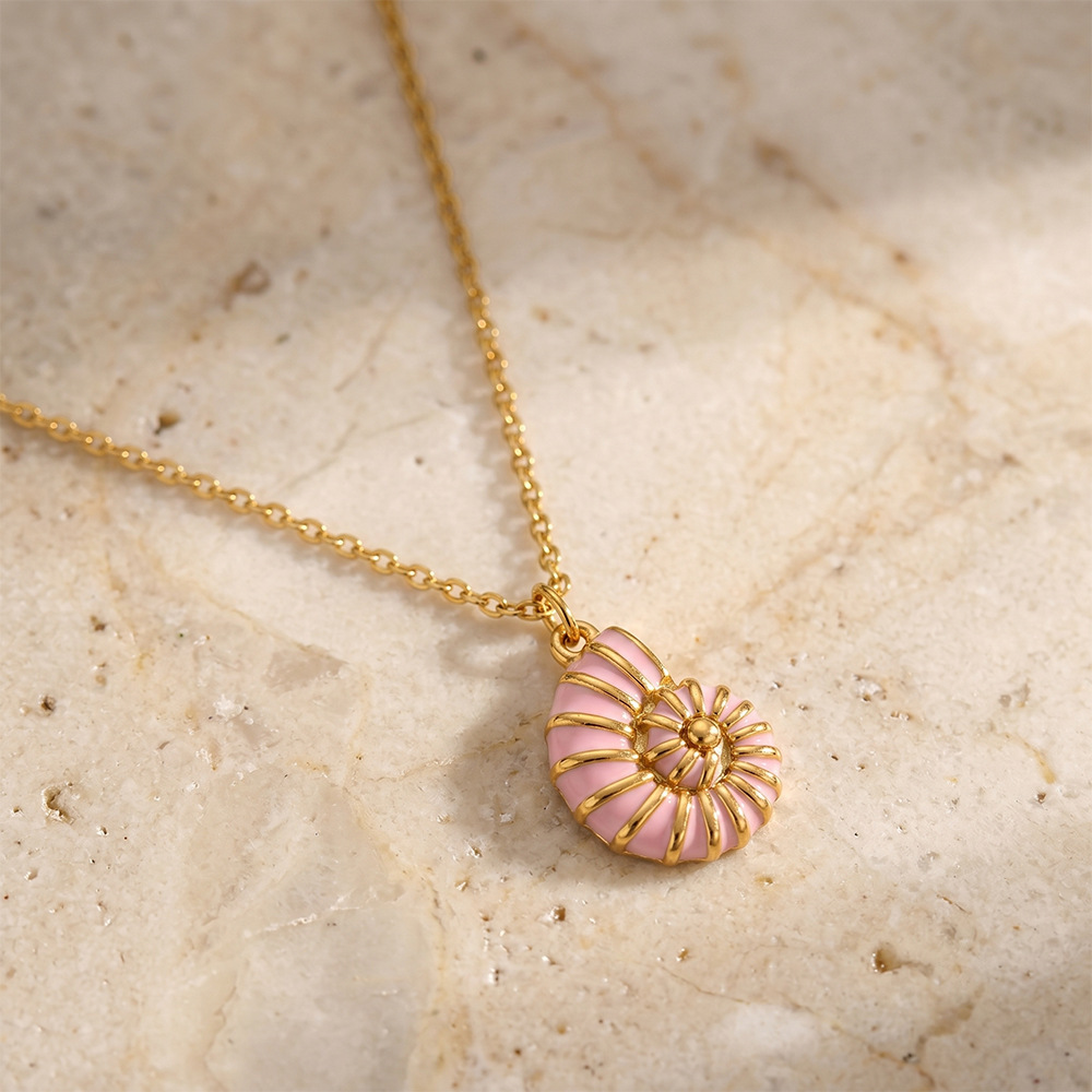 Colliers Pendentifs Pour Femmes, Collection Simple Series Vacation Thread, En Acier Inoxydable Étanche, Couleur Or Image2