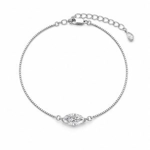 Bracelet Pour Femme En Argent Sterling 925 Plaqué Rhodium, Forme Irrégulière, Collection Simple, Serti De Moissanite. h5 