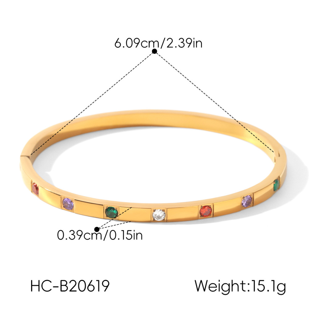 Bracelet Jonc De Luxe Pour Femme, Forme Elliptique Irrégulière, En Acier Inoxydable, Couleur Or, Avec Zircon, Idéal Pour Un Usage Quotidien. h5Image2
