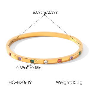 Bracelet Jonc De Luxe Pour Femme, Forme Elliptique Irrégulière, En Acier Inoxydable, Couleur Or, Avec Zircon, Idéal Pour Un Usage Quotidien. h5 Image2