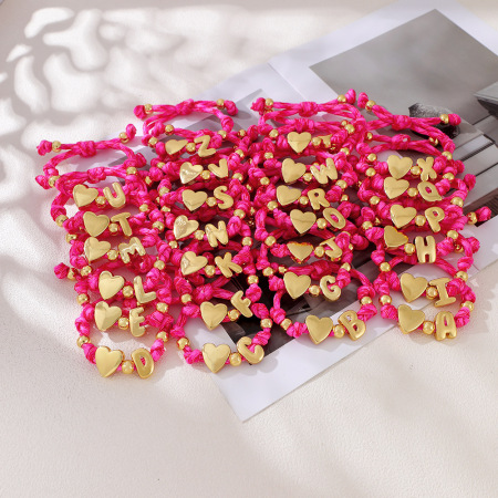 Bracelet tressé en corde dorée pour femme, collection Romantique Daily Letter 2