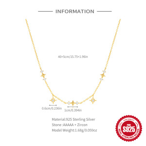 Colliers Pour Femmes En Argent Sterling 925, Couleur Or, Collection Simple Series Daily Star Chain h5 Image5