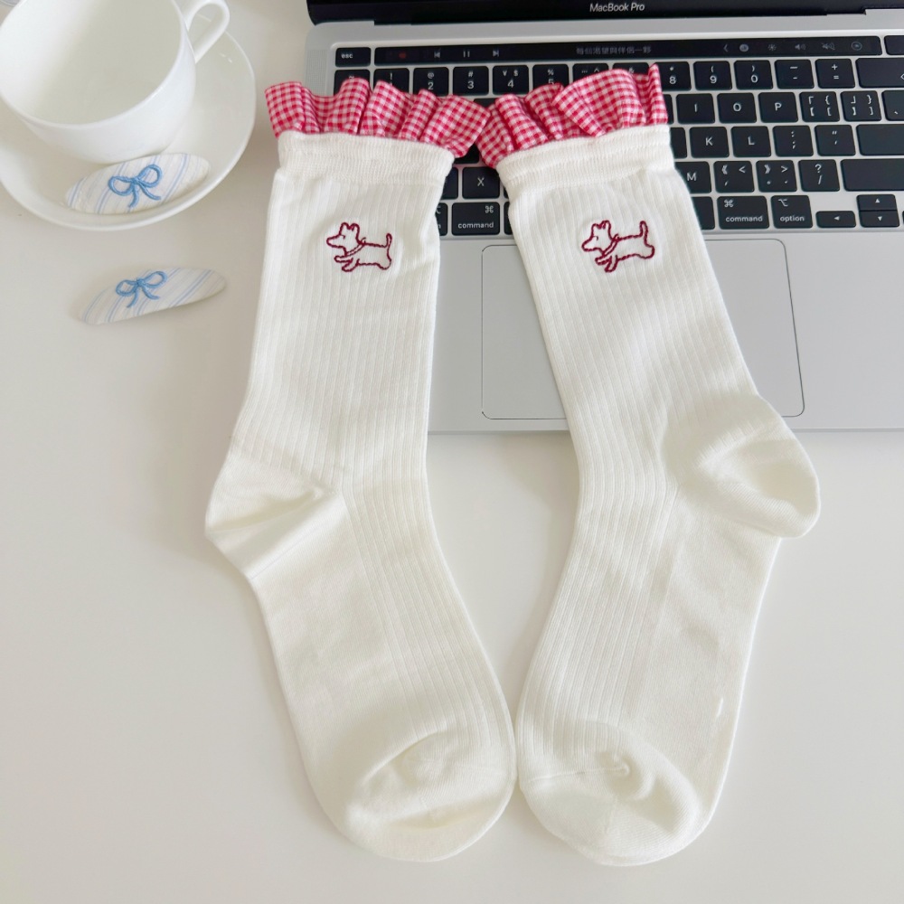 Chaussettes Mi-Mollet À Carreaux Animaux Basiques 