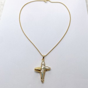 Pendentifs Pour Femmes En Perles D'Eau Douce Couleur Cuivre Et Or, Forme Croix Rétro h5 Image3