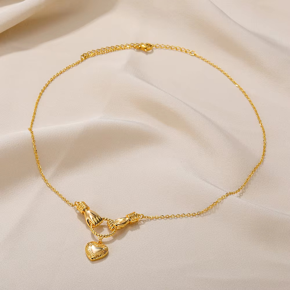 Colliers Pendentifs Pour Femmes, Collection Simple, Mignons, Œil De Diable, Forme Irrégulière, Cœur, Acier Inoxydable, Étanches h5Image4
