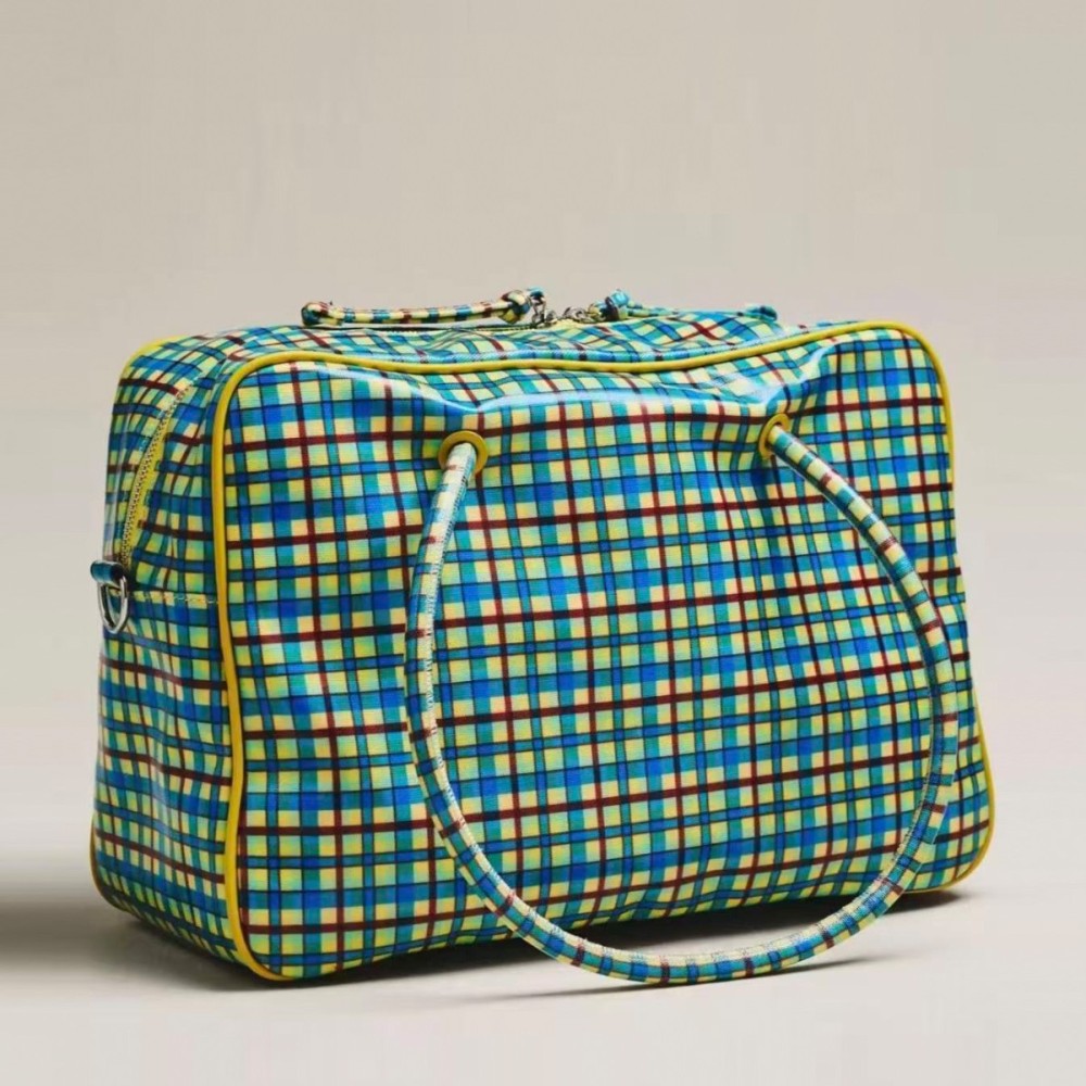 Sacs De Sport Et De Voyage Carrés Pour Femmes, Style Décontracté, Imprimé À Carreaux Multicolores, En Polyester. Image3