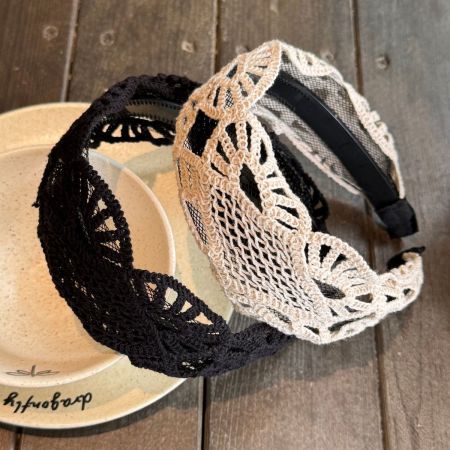 Bandeaux pour cheveux ethniques élégants, unis, ajourés, en tissu tissé 2