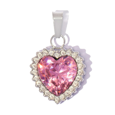 Pendentifs de luxe en forme de cœur, en acier inoxydable, couleur or, étanches, ornés de strass et de zircon, pour femmes, à faire soi-même. 2