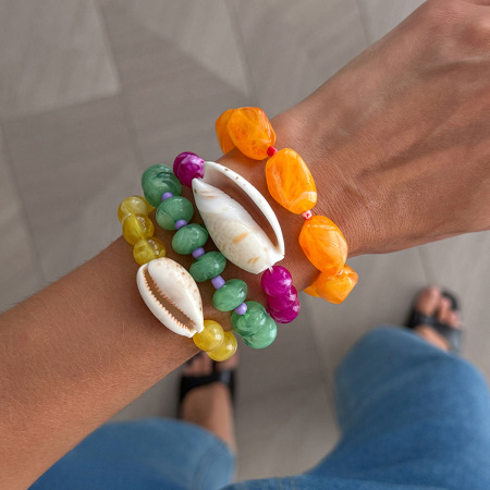 Ensembles de bracelets pour femmes en perles de résine et coquillage
