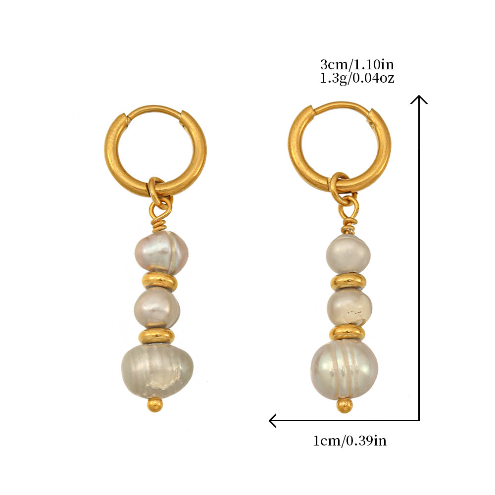 Boucles D'Oreilles Perles D'Eau Douce Couleur Cuivre Doré, Collection Classique 