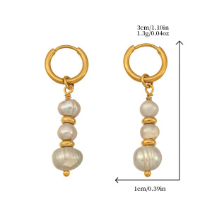 Boucles D'Oreilles Perles D'Eau Douce Couleur Cuivre Doré, Collection Classique h5 