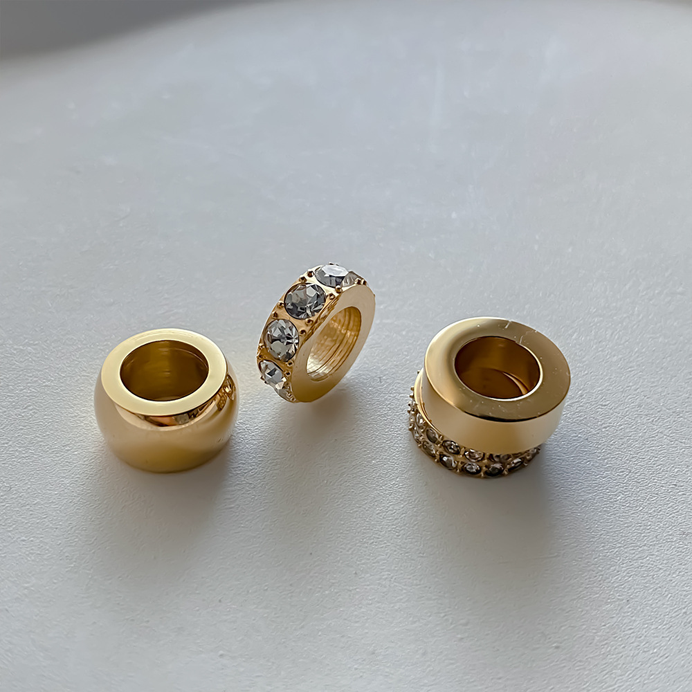 Perles D'Espacement Rondes En Acier Inoxydable Doré Avec Zircon Pour Femmes, Collection De Luxe À Faire Soi-Même h5Image2