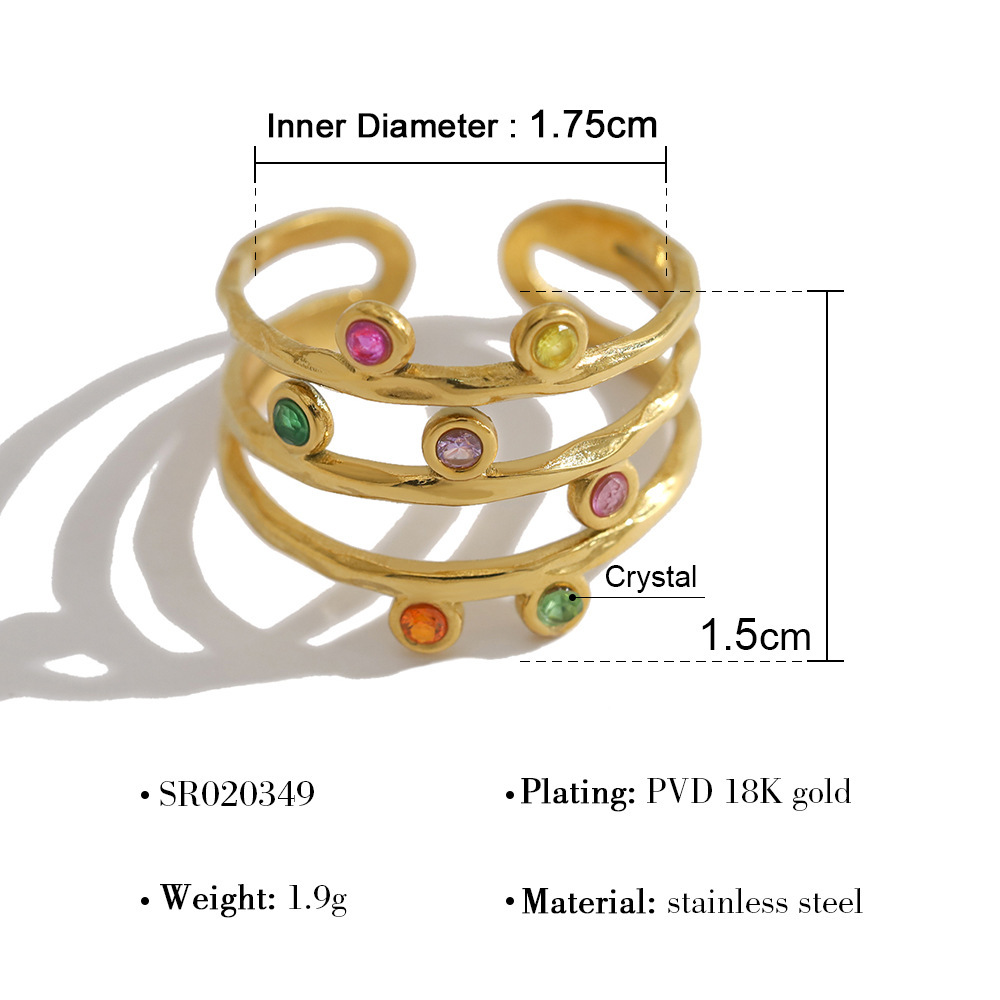 Bagues Pour Femmes En Acier Inoxydable De Forme Irrégulière, Étanches, Couleur Or, Ornées De Strass. 