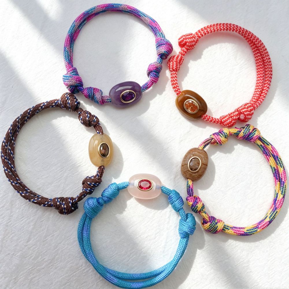 Bracelets Tressés Pour Femmes, Style Ethnique Rétro, Forme Elliptique, Ornés De Zircon. Image3