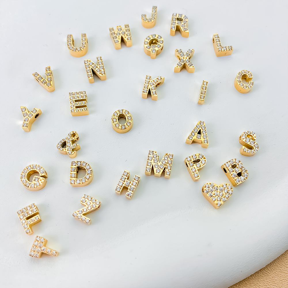 Pendentifs Pour Femmes En Acier Inoxydable Doré, Étanches, Avec Zircon Et Lettres, Collection Diy De Luxe Image4