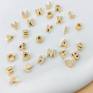 Pendentifs Pour Femmes En Acier Inoxydable Doré, Étanches, Avec Zircon Et Lettres, Collection Diy De Luxe h5 Image4