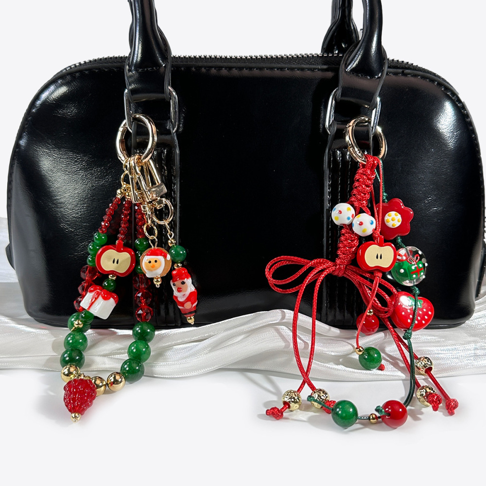 Breloques De Sac En Résine, Motif Fleur, Cœur, Nœud Papillon, Pompon De Noël, Collection Simple Series h5Image2