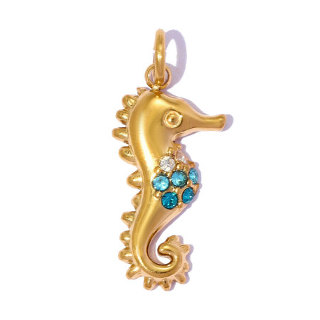 Pendentifs pour femmes en acier inoxydable étanche, couleur or, style vacances océaniques, ornés de strass 2
