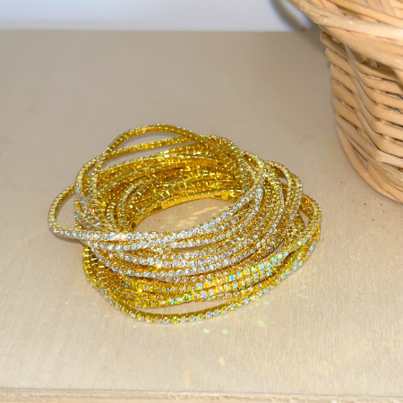 Bracelets à maillons élastiques simples pour femmes avec strass 2