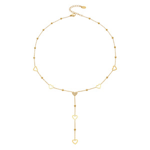 Collier Chaîne Cœur Élégant Et Simple En Acier Inoxydable Étanche Couleur Or Pour Femme h5 Image5
