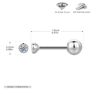 Boucles D'Oreilles Simples Pour Femmes, Forme Irrégulière, Plaquées Rhodium Et Ornées De Zircon, En Argent Sterling 925. h5
