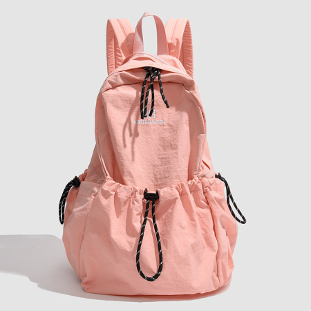 Sac à dos femme en nylon uni, style sportif, sans inscription