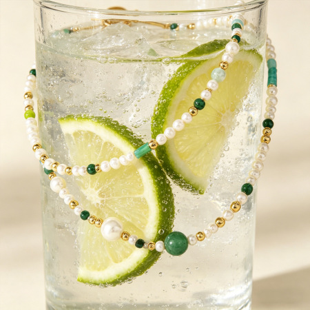 Colliers de perles pour femmes, collection Simple Series, en pierres naturelles et verre