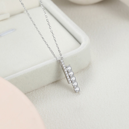 Colliers pour femmes en moissanite, collection Simple Series Elegant Patchwork, argent sterling 925 plaqué rhodium couleur 2