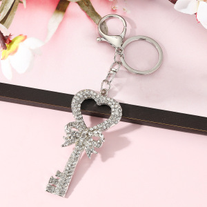 Porte-Clés Luxueux Daily Heart Bow Knot Key En Alliage Et Strass, Collection Daily. h5
