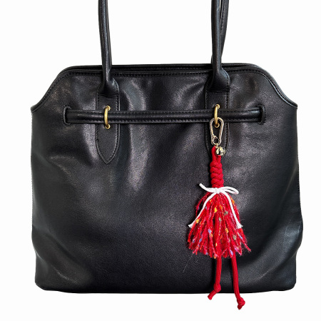 Breloques de sac en corde tissée, nœud papillon décontracté, pompon torsadé, couleurs assorties 2