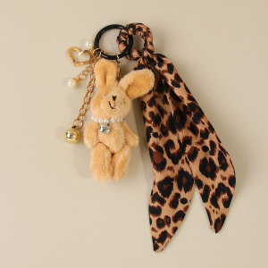 Porte-Clés En Tissu Imprimé Léopard, Motif Cœur Et Animal, Collection Simple h5