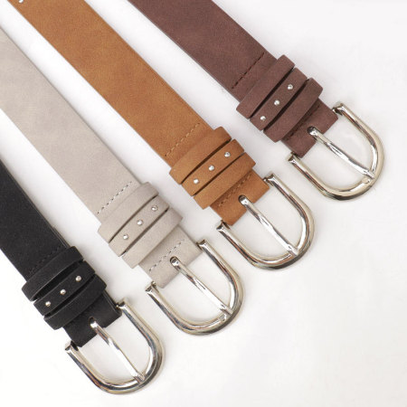 Ceinture en cuir PU de qualité supérieure, couleur unie décontractée, série simple, rivets 2