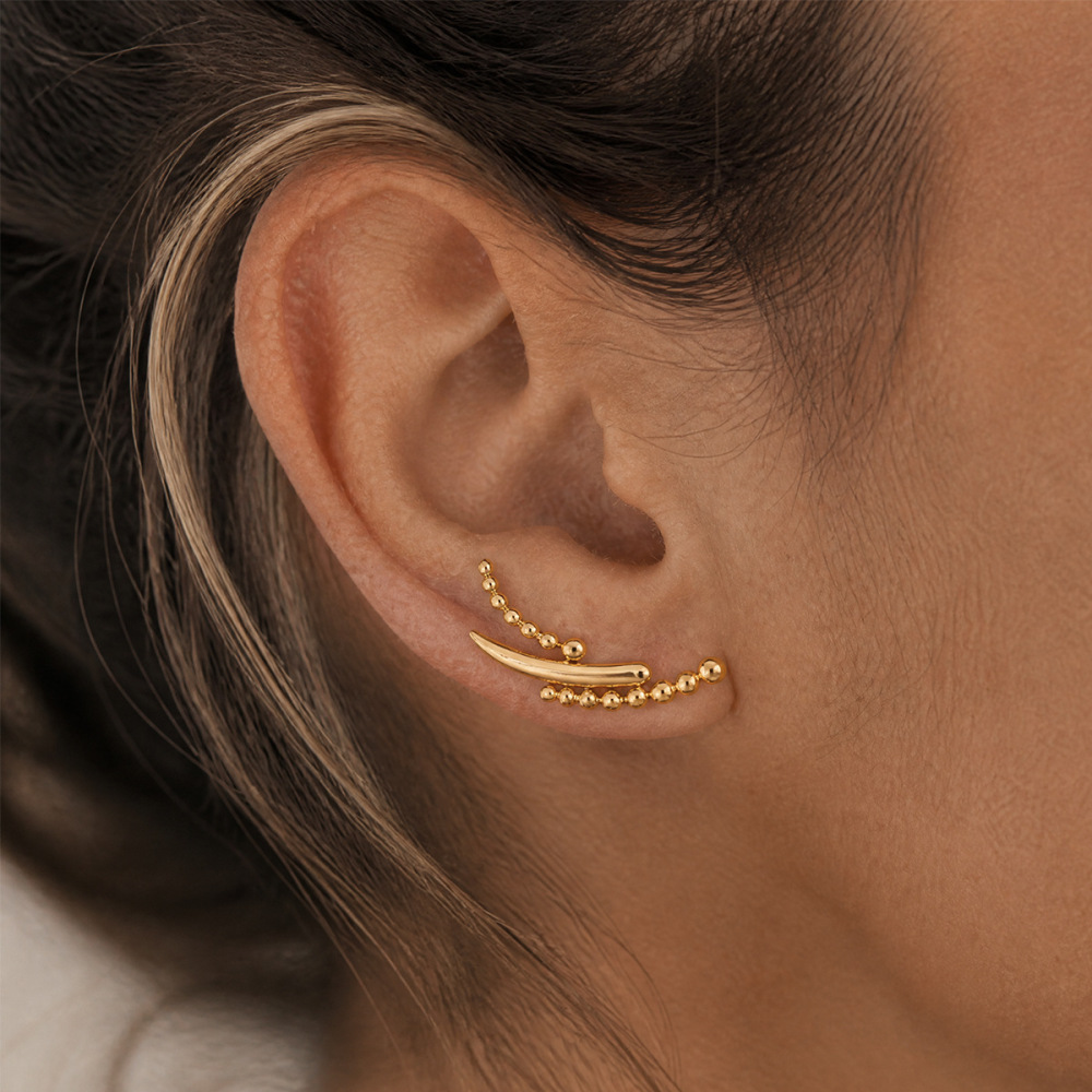 Boucles D'Oreilles Puces Pour Femmes, Style Décontracté, Forme Irrégulière, Ailes, En Acier Inoxydable, Étanches, Couleur Or, Collection Simple. Image4