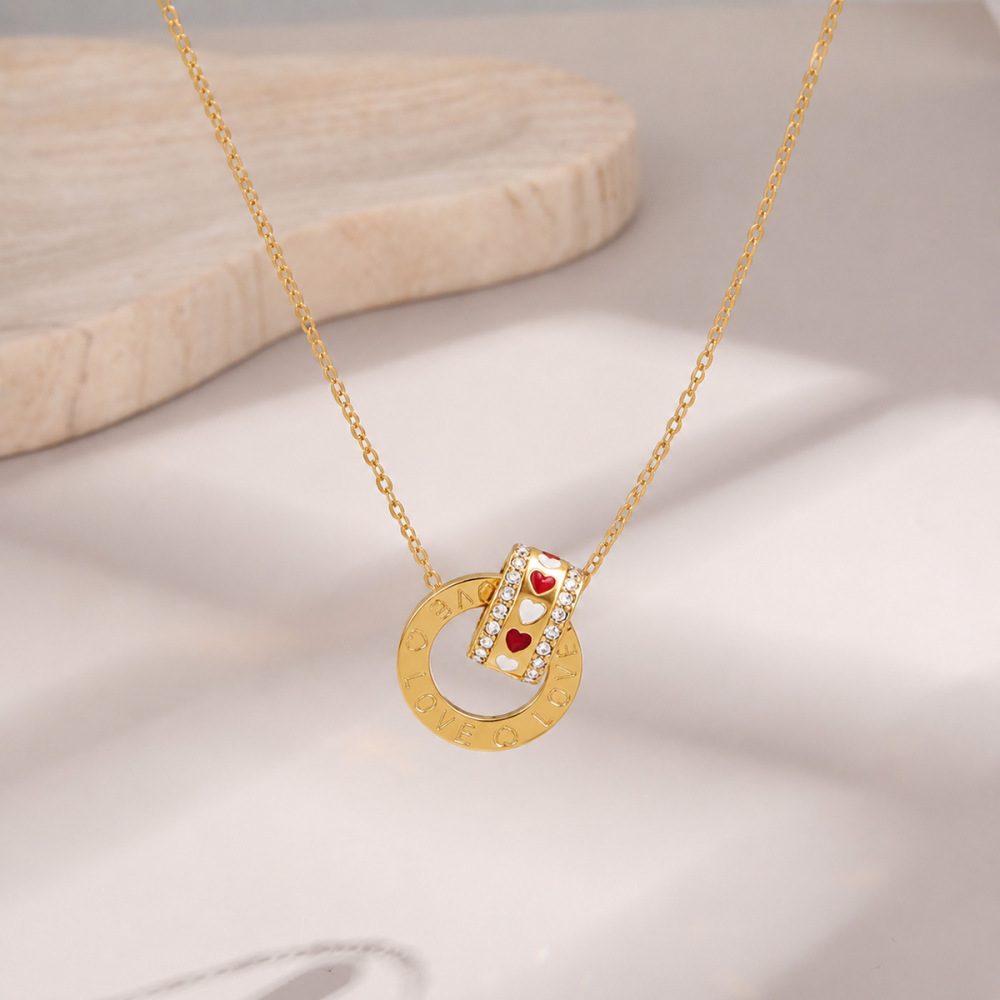 Colliers Pendentifs En Acier Inoxydable Couleur Or, Motif Teckel Mignon En Forme De Cœur, Collection Simple Series Image3