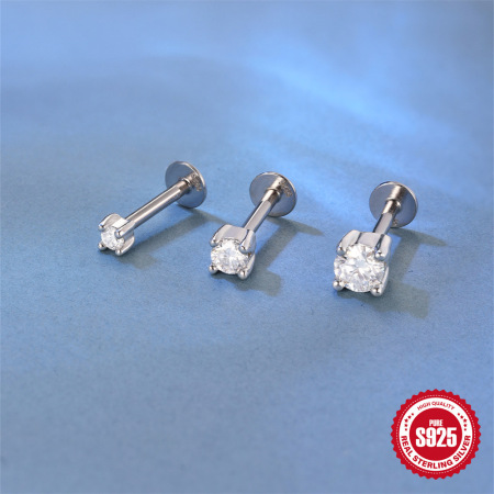 Boucles d'oreilles pour femme en argent sterling 925 plaqué platine, forme irrégulière, série 925, bijoux fins du quotidien 2
