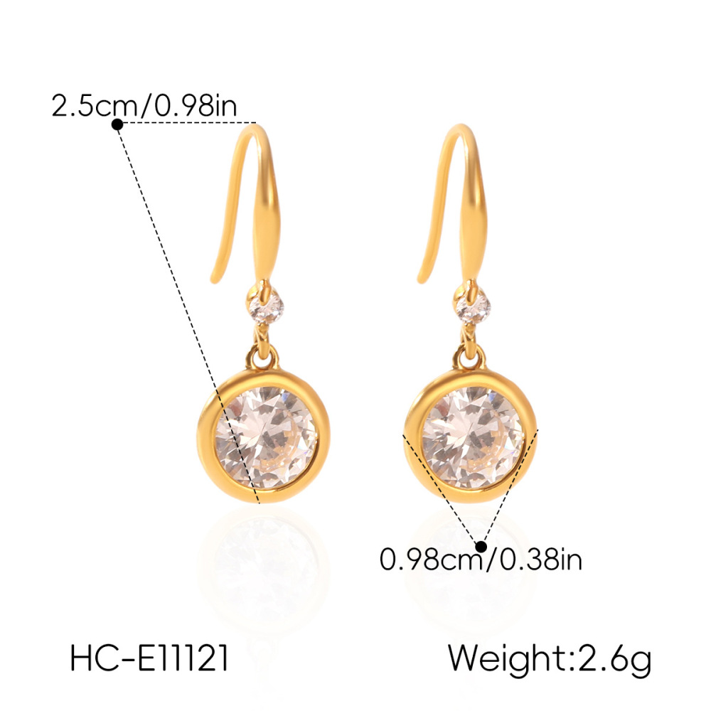 Boucles D'Oreilles Pendantes Pour Femmes En Acier Inoxydable Étanche, Couleur Or, Avec Zircon. Image2