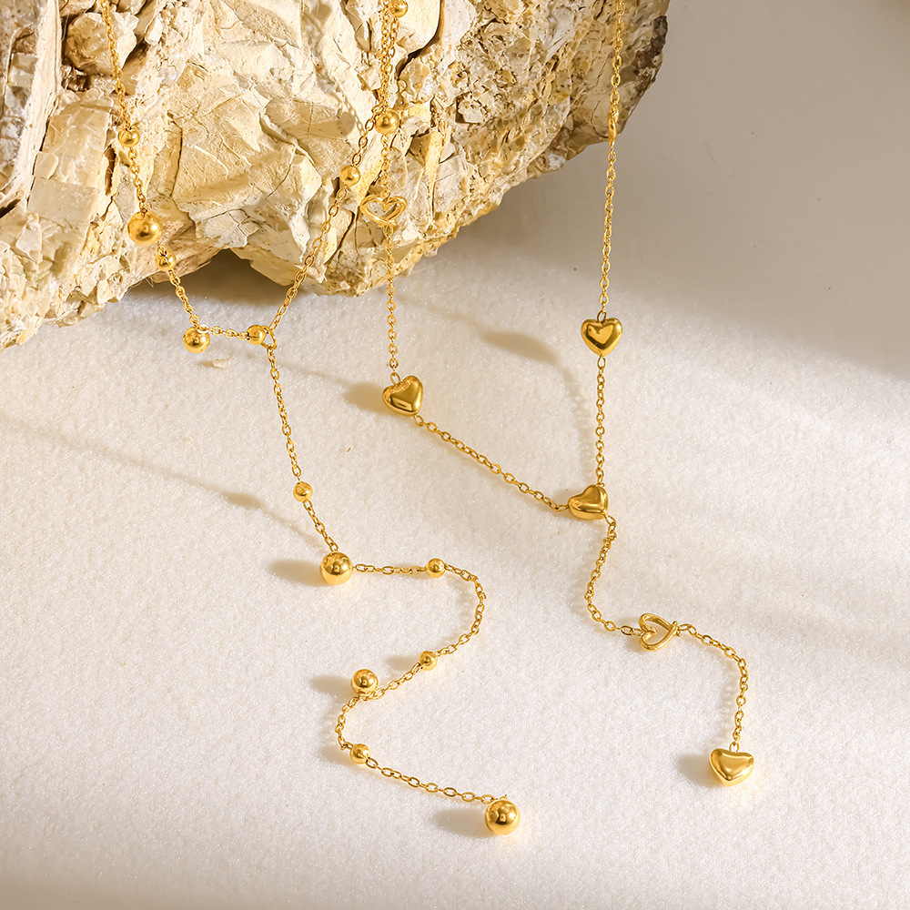 Colliers Pendentifs Romantiques Et Élégants En Forme De Cœur, Ajourés, En Acier Inoxydable Étanche, Couleur Or, Pour Femmes Image2