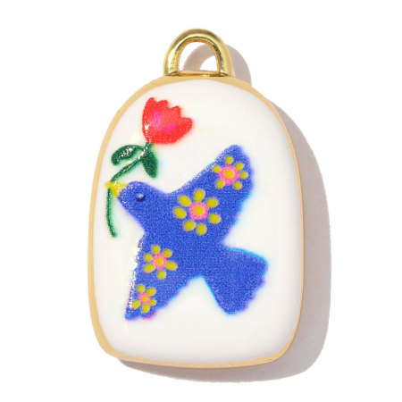 Pendentifs Pour Femmes, Collection Romantique, En Émail, Motif Floral, Couleur Cuivre Et Or 2