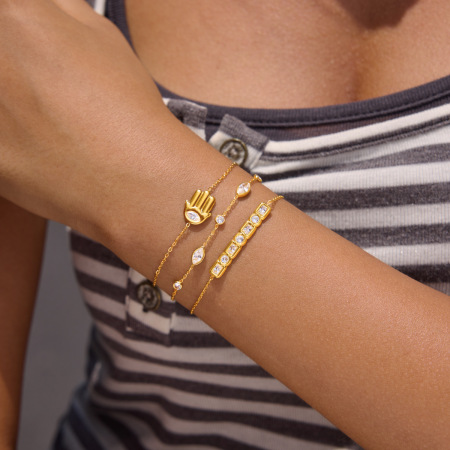 Bracelet à breloques pour femme, collection Simple, forme irrégulière, chaîne en acier inoxydable étanche couleur or et zircon. 2